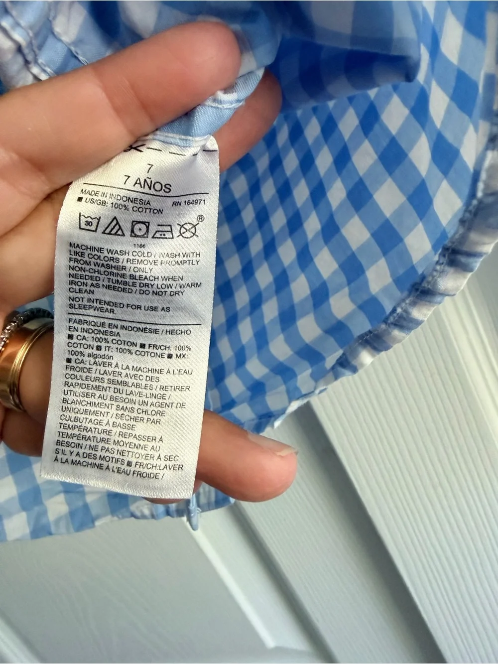 Janie and Jack Button Down Shirt Boys 7 Blue White Gingham Check Cotton